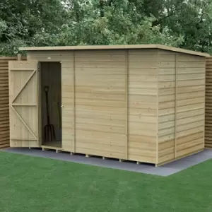 image of 10' x 6' Forest Beckwood 25yr Guarantee Shiplap Pressure Treated Windowless Pent Wooden Shed (3.11m x 2.05m)