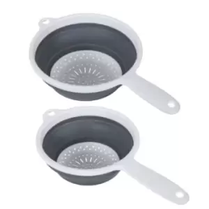 Image of Addis Collapsible Plastic Food Colander With Handle, Twin 2 Pack, White