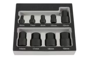 Image of Laser Tools 6726 9pc Low Profile Hex Socket Bit Set 1/4" & 3/8" Dr