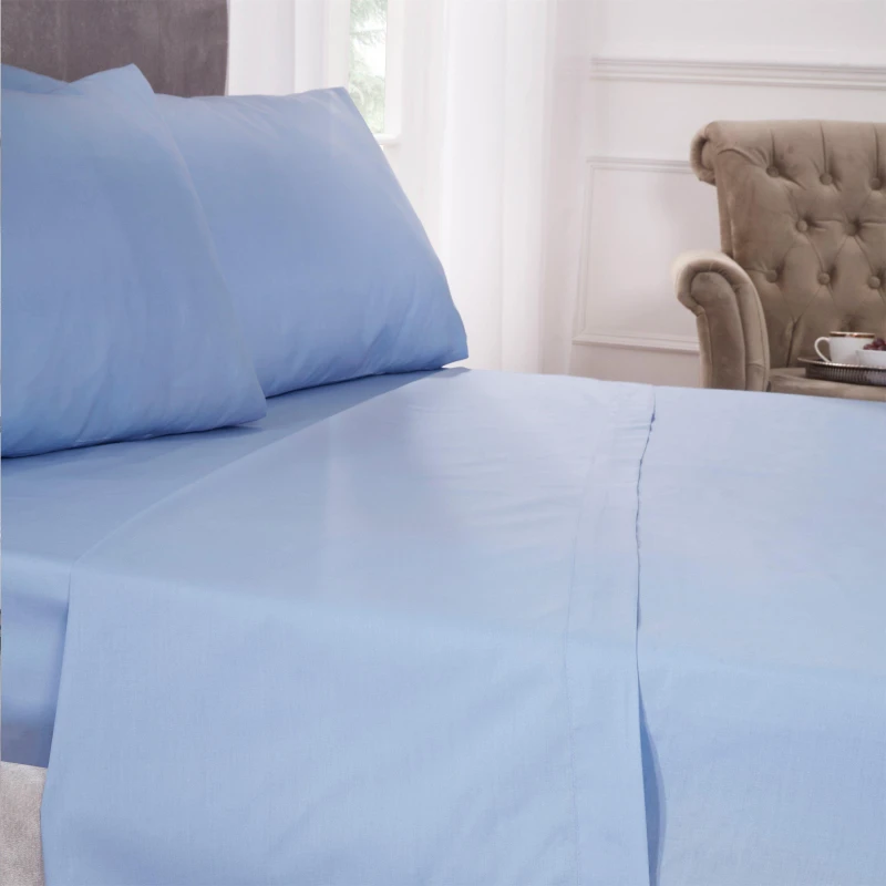 Image of Emma Barclay Flat Sheet 180 Thread Count Percale Blue unisex Super King