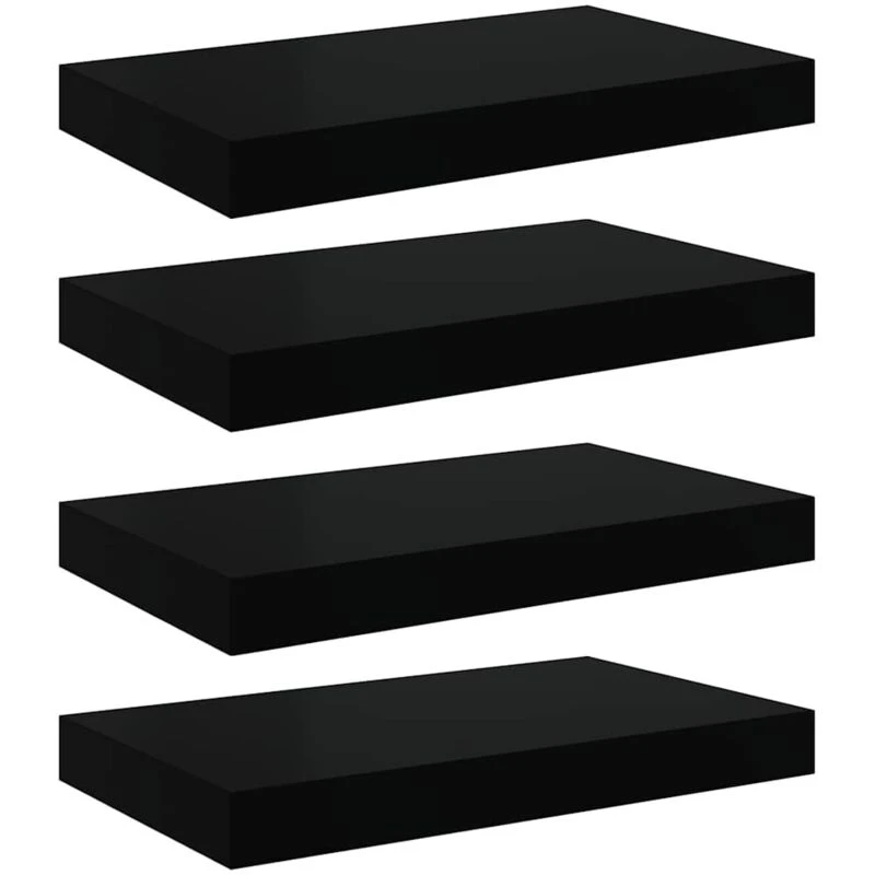 Image of VIDAXL Vidaxl - Floating Wall Shelves 4 pcs High Gloss Black 40x23x3.8cm mdf 8720286073964