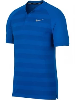 Image of Mens Nike Momentum Stripe Blade Polo Blue
