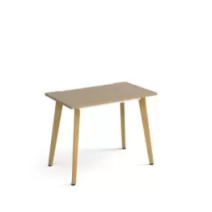 image of Giza straight desk 1000mm x 600mm with wooden legs - oak finish, oak top