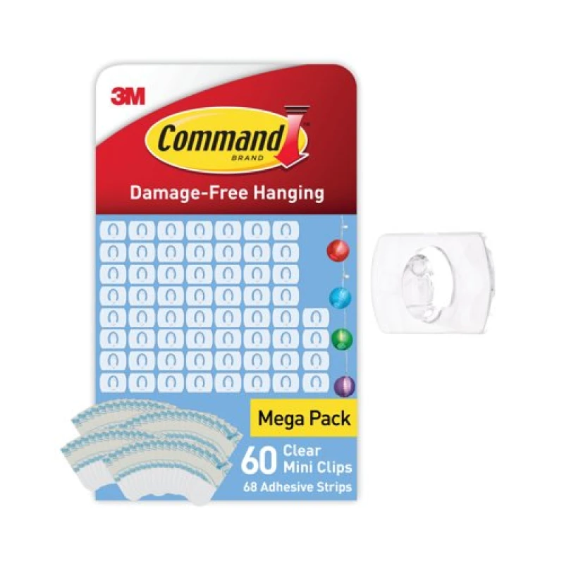 Image of Command Command Clear 60 Decorating Clips + 68 Clear Strips Transparent 7100378547 7100378547