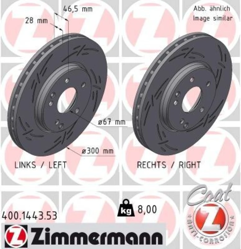 Image of ZIMMERMANN Brake disc ZIMMERMANN 400.1443.53