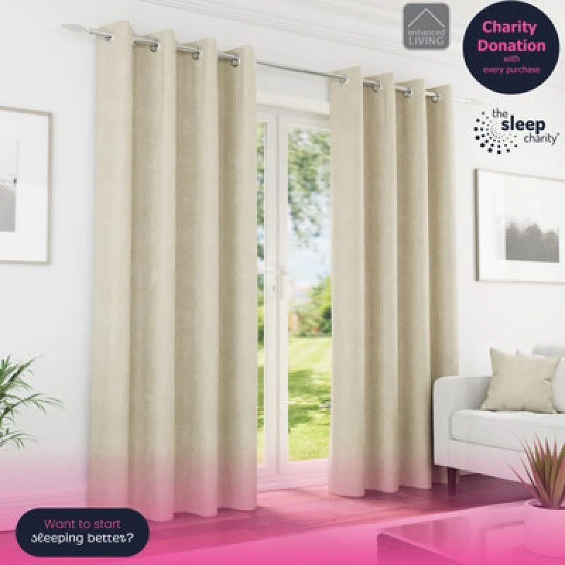 Image of Knightsbridge Thermal Chenille Ready Made Eyelet Blackout Curtains Cream
