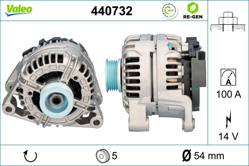 Image of VALEO 440732 Generator Alternator Charging Current: 100A, Voltage: 14V Alternator (4)