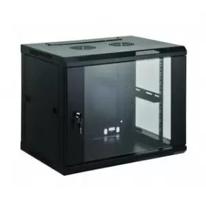 Image of Intellinet Network Cabinet Wall Mount (Standard) 6U 300mm Deep Black Assembled Max 60kg Metal & Glass Door Back Panel Removeable Sides Suitable also f
