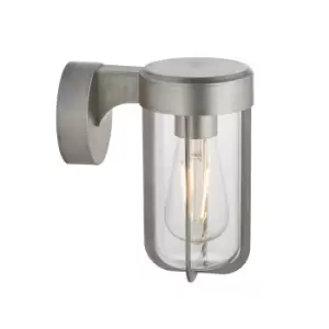 image of Benevento Outdoor Wall Lamp Brushed Silver Finish & Clear Glass IP44