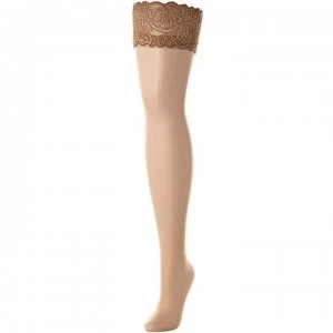 image of Aristoc Sensuous 10 denier lace hold ups - Natural