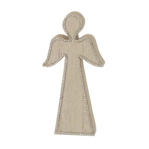 Image of Wooden Angel With Diamond Trim 15cm