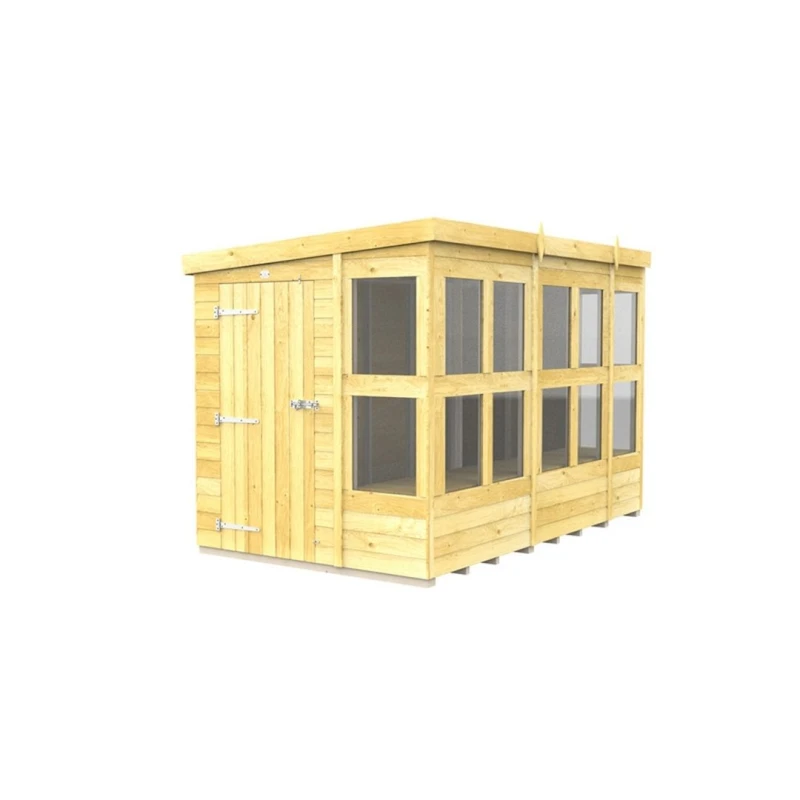 Image of Buttercup Farm 10 x 6 Feet Pent Potting Shed - Wood - L178 x W302 x H201cm in Brown Brown Unisex