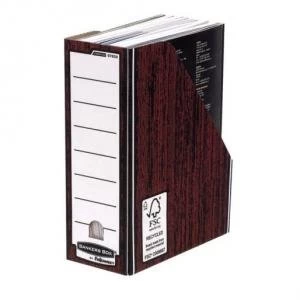 image of Bankers Box by Fellowes Premium A4 Magazine File Fastfold Woodgrain 1