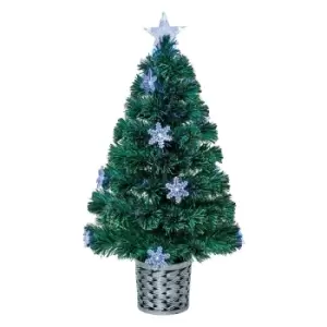 image of Premier Decorations 80cm Fibre Optic Tree with Colour Switch Snowflakes