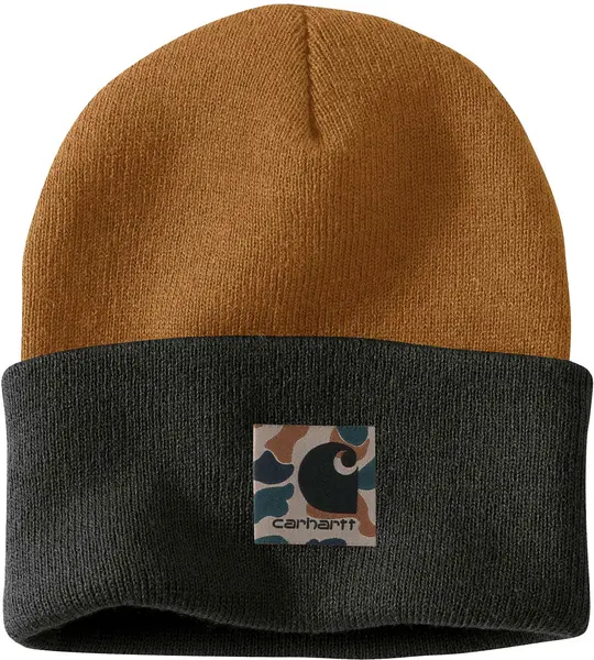 Image of Carhartt Knit Camo Patch Beanie, brown