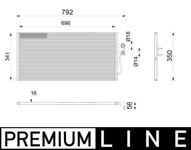 Image of MAHLE AC 1202 000P Condenser without dryer, with gaskets/seals Condenser,air conditioning (448)