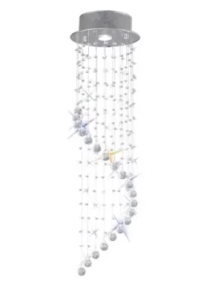 Image of Colorado Ceiling Cluster Pendant Single-Spiral 1 Light Polished Chrome, Crystal
