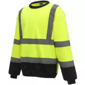 Image of Unisex Adult Hi-Vis Sweatshirt (s) (Yellow/Navy) - Yellow/Navy - Yoko