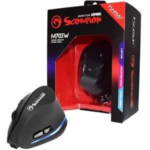 image of Marvo Scorpion M703W Wireless Blue LED Black Right-Handed Ergonomic Rechargeable Gaming Mouse