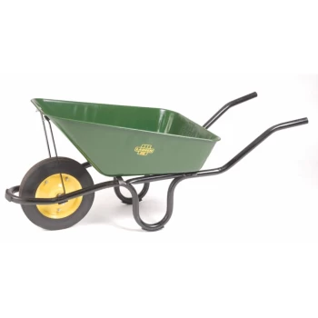 image of Heavy Duty Wheelbarrow With A Black Frame & Solid Rubber Wheel