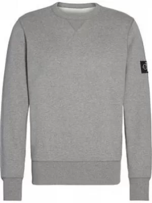 Image of Calvin Klein Jeans Ck Jeans Monogram Sleeve Sweatshirt, Grey, Size L, Men