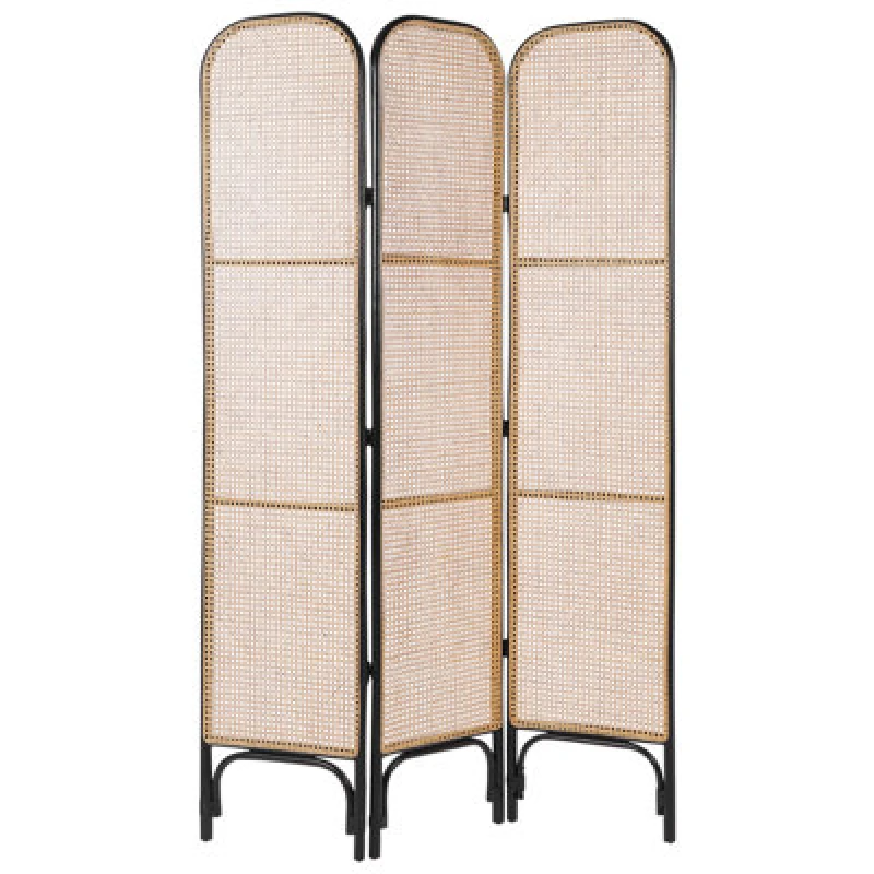 Image of Beliani 3 Panel Room Divider Potenza Light Brown 105cm 180 Cm