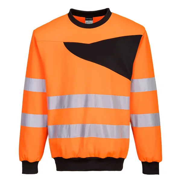 image of Portwest PW2 Mens Hi Vis Sweatshirt PW277OBR4XL Colour: Orange / Black