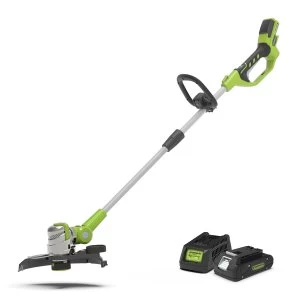 image of Greenworks 24v Deluxe Line Trimmer with 2Ah Lithium-ion Battery and Charger