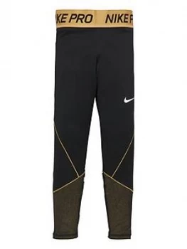 image of Nike Girls Pro Warm Tights - Black White