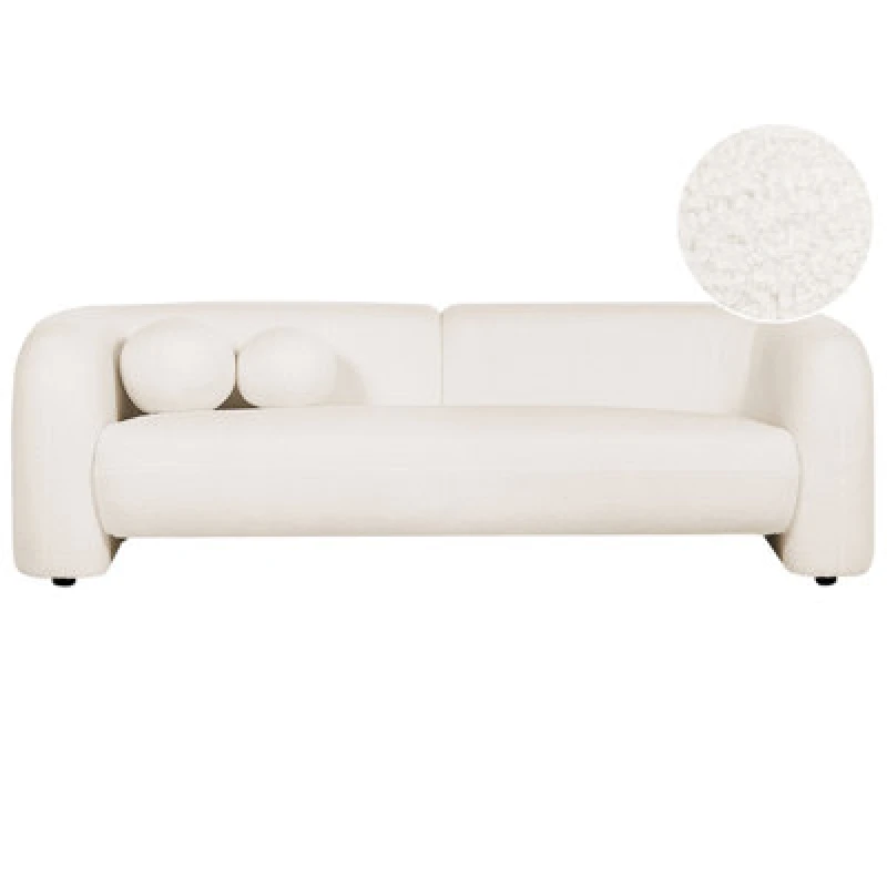 Image of Beliani Sofa 3 Seater Leiren Boucle White