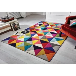 Image of Modern Quality Handcarved Geometric Design Multi Colour Soft Rug in 120x170cm (4'x5'6'') Samba