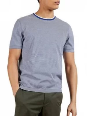 Image of Ted Baker Raki Collar Detail T-Shirt, Blue, Size 6, Men