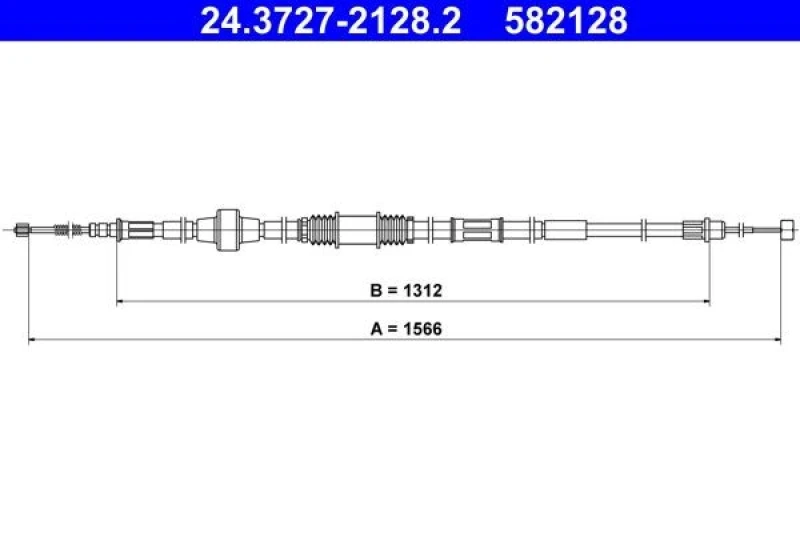 Image of ATE 24.3727-2128.2 Brake Cable 1566mm Cable,parking brake (124)