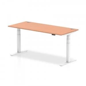 Image of Trexus Sit Stand Desk With Cable Ports White Legs 1800x800mm Beech Ref