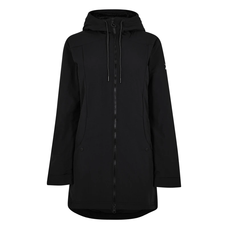 Image of Reebok Womens Urban Fleece Waterproof Long Sleeve Parka Black female 4-6
