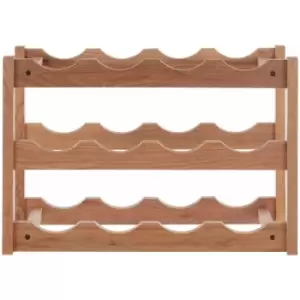 image of Wine Rack Walnut Wood Wine Racks Spacious Bottle Rack 3 Tiered Wine Rack Free Standing 12 Bottle Wine Storage 42 x 21 x 28 - Premier Housewares