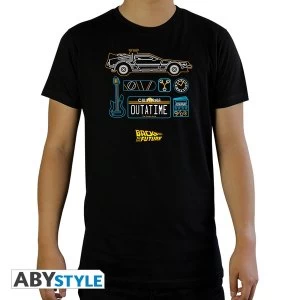 image of Back To The Future - Delorean Mens Small T-Shirt - Black