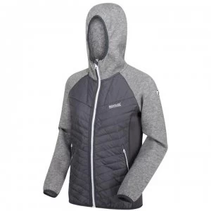 image of Regatta Pemble II Hybrid Full Zip Hooded Fleece - Ash/Black