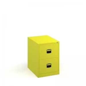 image of Steel 2 drawer contract filing cabinet 711mm high - yellow