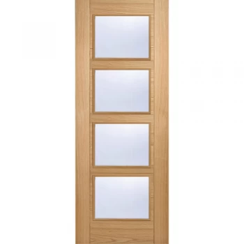 Image of LPD Vancouver Fully Finished Oak 4 Light Clear Glazed Internal Door - 1981mm x 686mm (78 inch x 27 inch)
