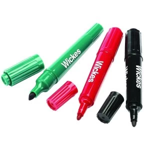 Image of Wickes Permanent Twin Tip Marker Pens Pack 3