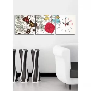Image of 3P2828CS-4 Multicolor Decorative Canvas Wall Clock (3 Pieces)