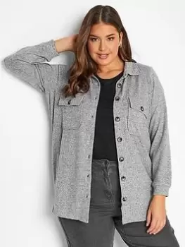 Image of Yours Button Through Shacket - Grey, Size 16, Women