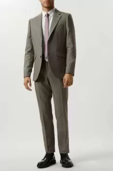 Image of Mens Slim Fit Neutral Basketweave Tweed Suit Jacket