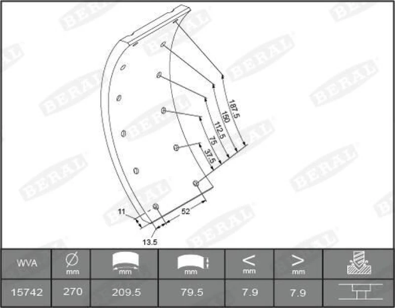 Image of Brake Lining Kit, drum brake BERAL KBL15030.1-1561