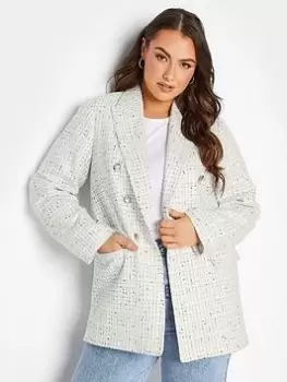 image of Yours Boucle Blazer White, Size 14, Women