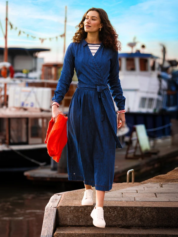Image of Brakeburn Fern Dress Wrap Dresses UK 08 Blue 33560218000