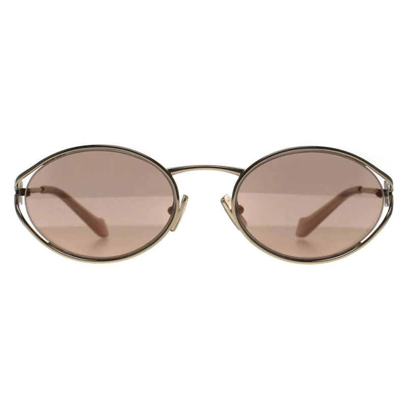 Image of Miu Miu Miu Miu Women Oval Pale Gold Rose Pink Mirror MU52YS Gold One Size Female 8056262087244