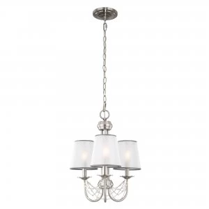 Multi Arm Chandelier 3 Light Brushed Steel Finish, E14