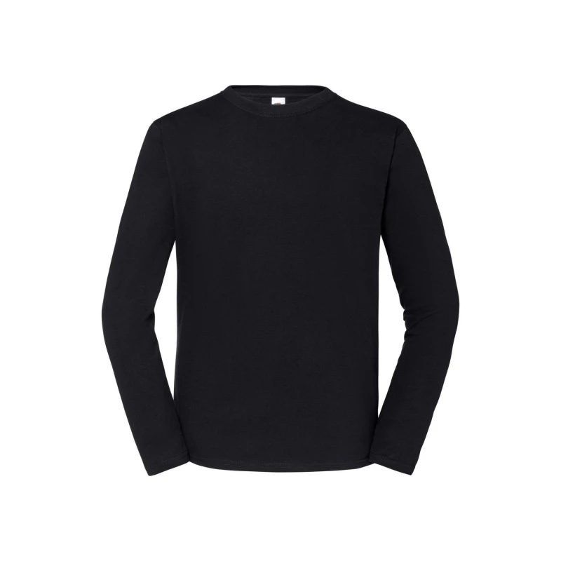 Image of Fruit Of The Loom Fruit of the Loom Men Iconic Premium Long-Sleeved T-Shirt in Black Size: X-Small Black XS Male 5063527154347